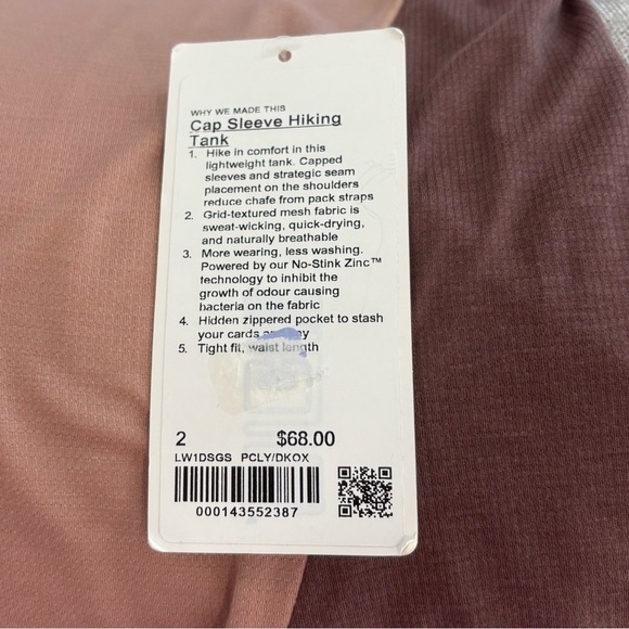 NWT Lululemon Cap Sleeve Hiking Tank In Pink Clay/Dark Oxide Size 2 - Picture 5 of 7